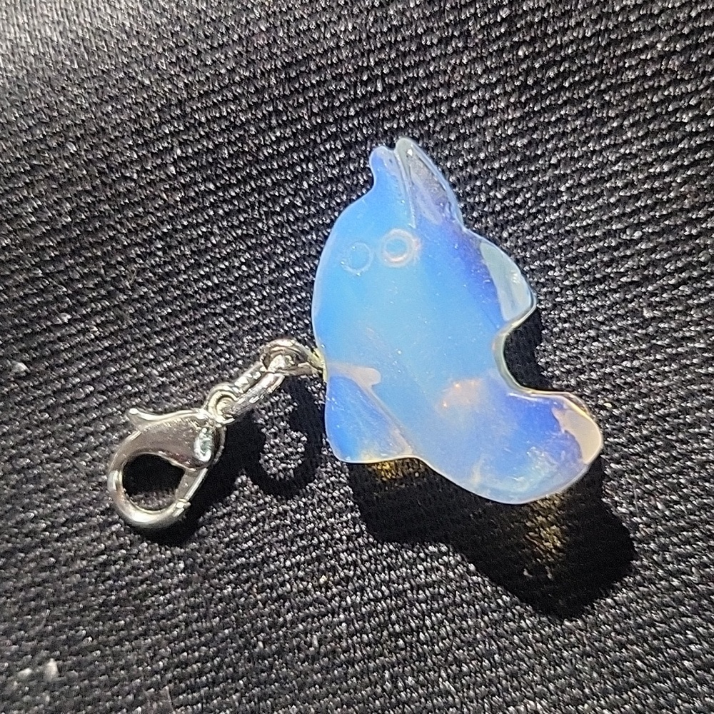 Handcrafted Opalite dolphin pendant/charm 925 sterling silver
